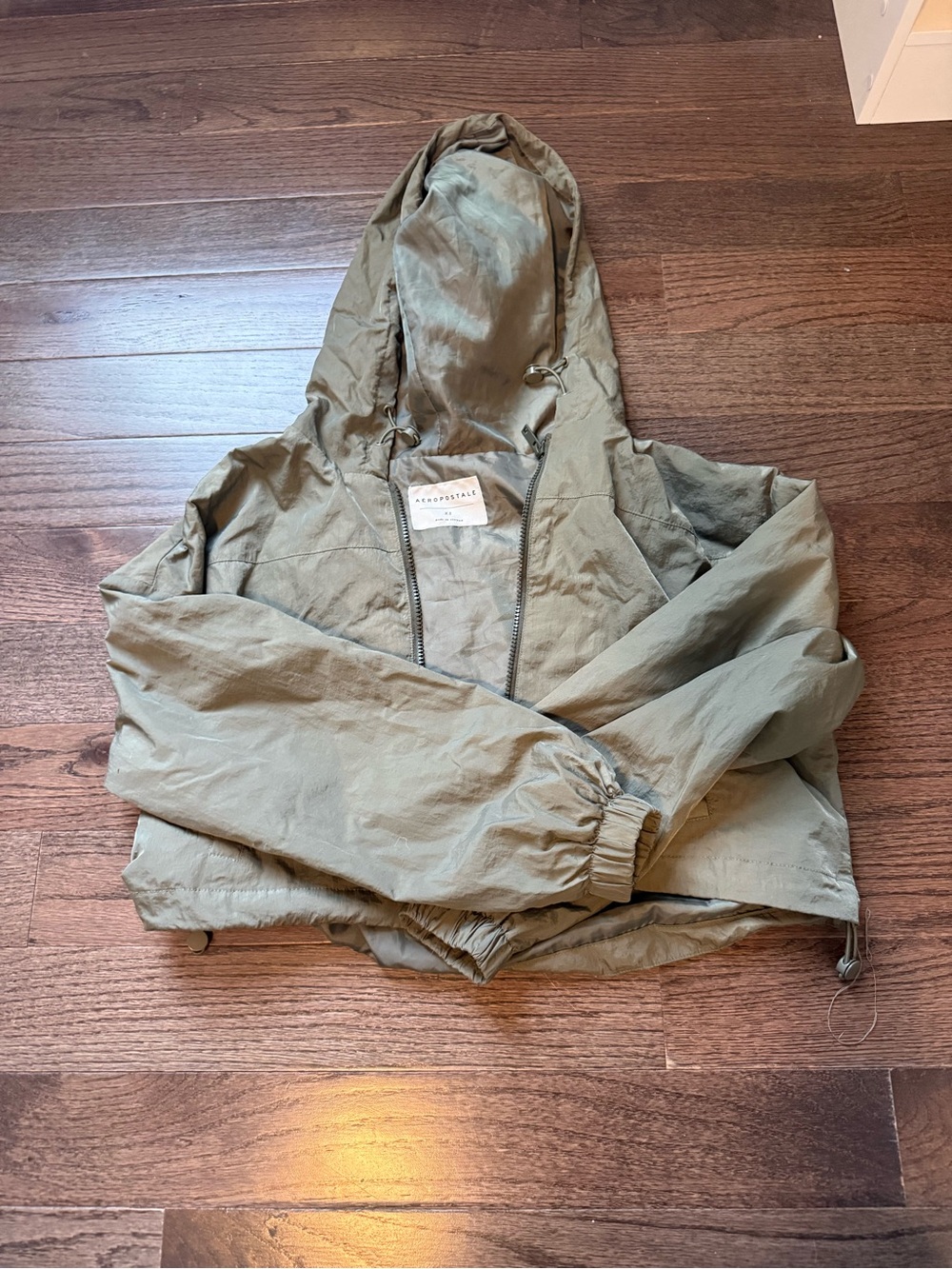Aeropostale Women’s Olive Green Hooded Raincoat